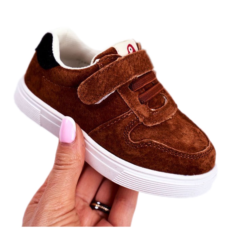 Apawwa Sneakers Bambino Scamosciato con Velcro Marrone Trelmo