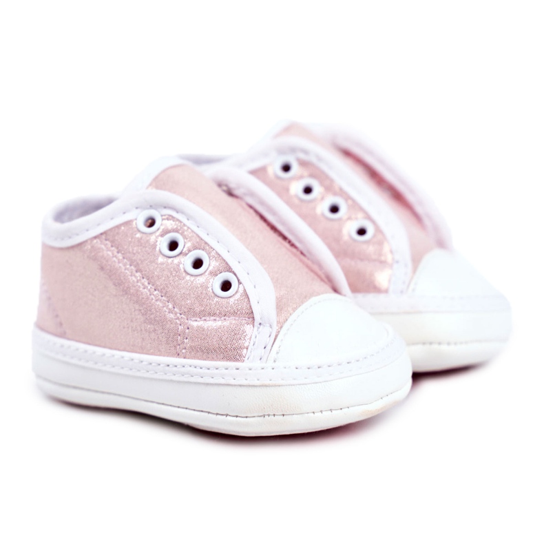 Apawwa Sneakers Bambini Velcro Con Broccato Battesimo Rosa Milley