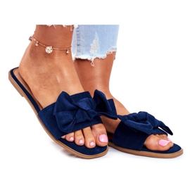Pantofole da donna della Malesia con fiocchi blu navy