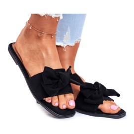 Pantofole da donna della Malesia con fiocchi neri nero