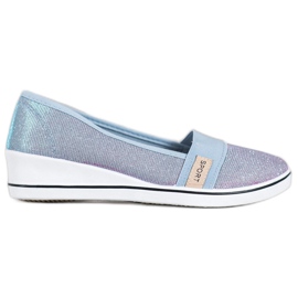 SDS Ballerine Slip-on Con Glitter blu