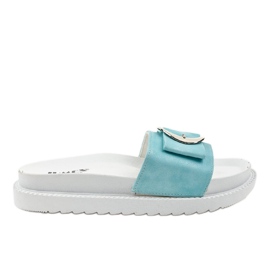 Pantofole bianche e blu con fibbia YQ10067