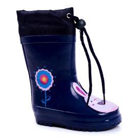 Apawwa Stivali da pioggia in gomma per bambini Navy Blue Mordeso Rabbit blu navy rosa