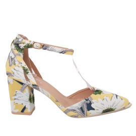 Décolleté sul palo con fiori LE076P Giallo multicolore