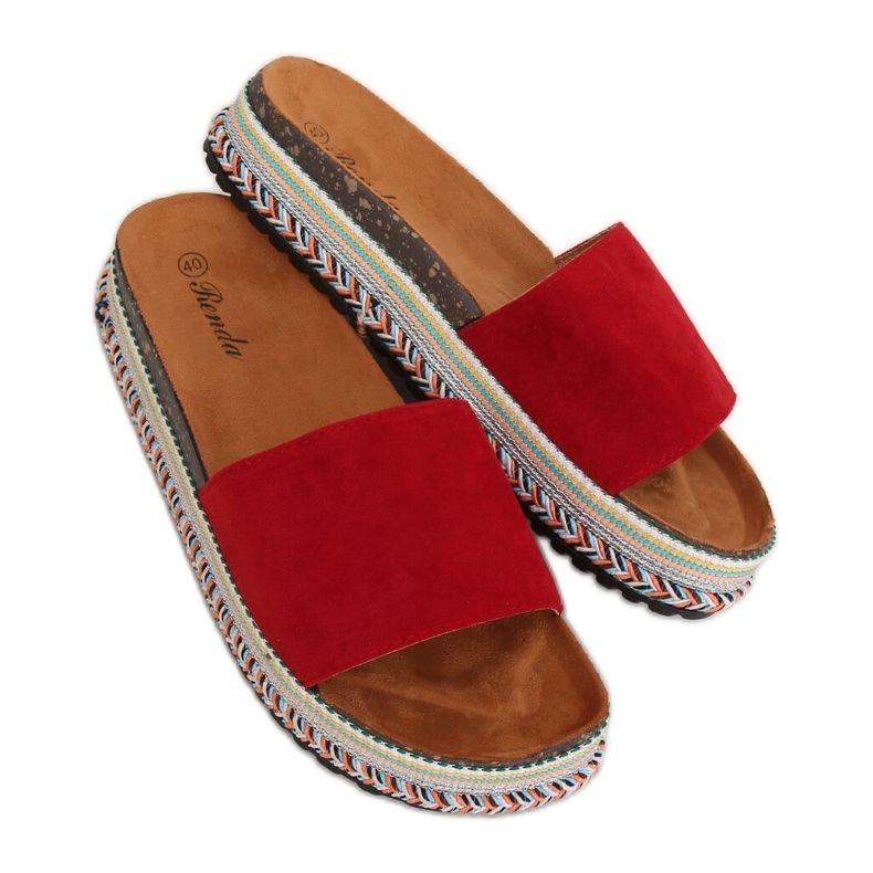 Pantofole rosse da donna rosse BQ-50 Red rosso