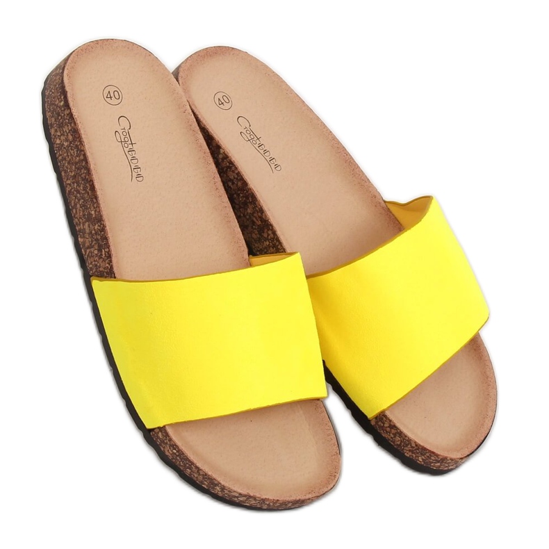 Giallo G-572 Pantofole con suola in sughero giallo