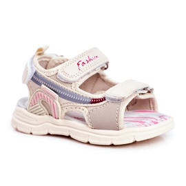 PL1 Sandali per bambini con velcro Beżowe Grobino beige