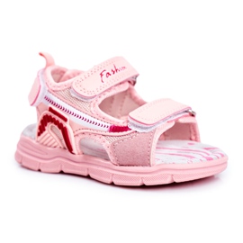 PL1 Sandali da bambino con velcro Pink Grobino rosa