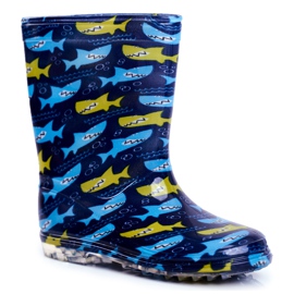 Stivali da pioggia in gomma per bambini Shark blu navy