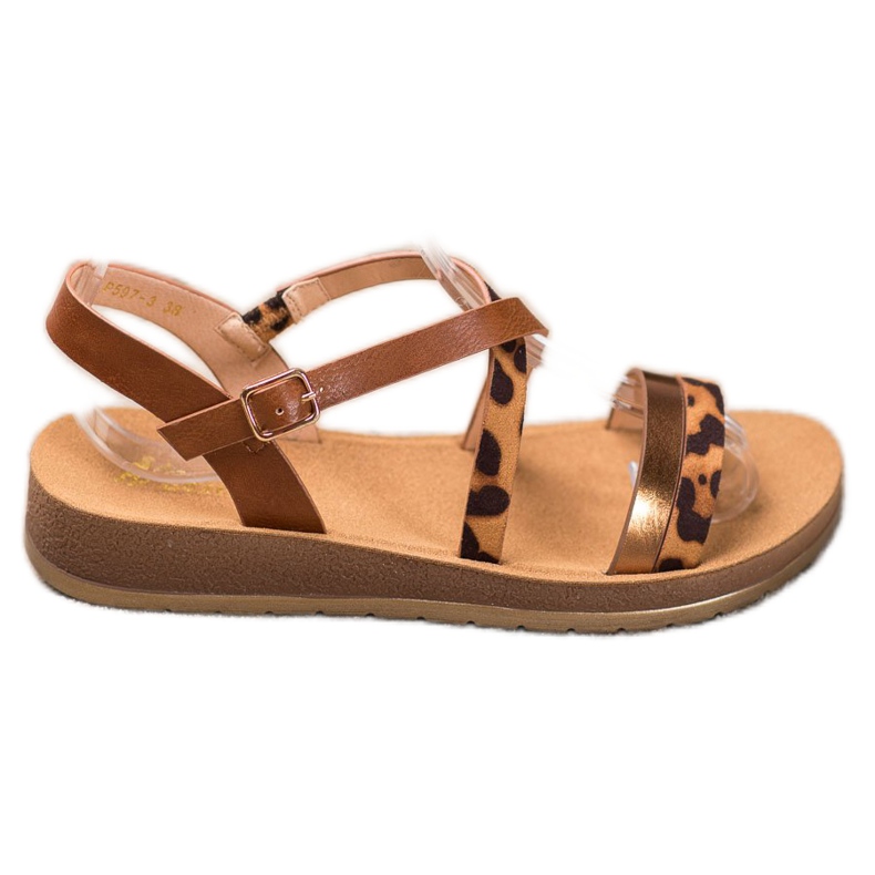 SHELOVET Sandali con stampa leopardata marrone