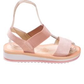 Mannika Sandali in pelle scamosciata sulla piattaforma rosa
