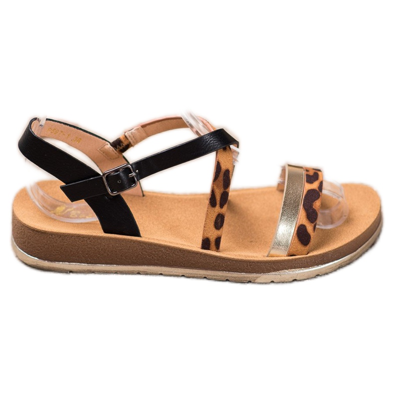 SHELOVET Sandali con stampa leopardata marrone nero