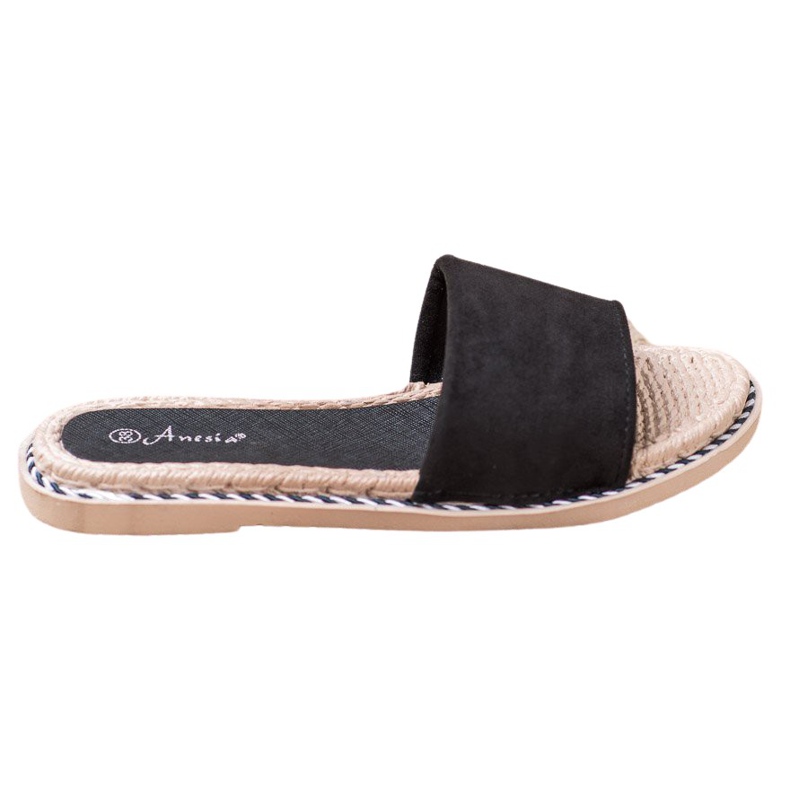 Anesia Paris Pantofole in pelle scamosciata nero