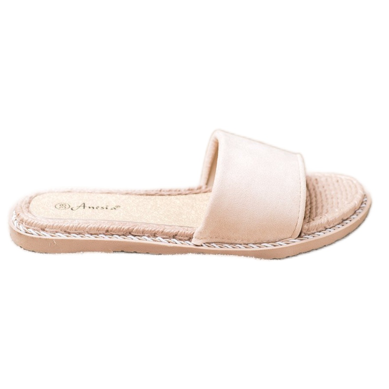 Anesia Paris Pantofole in pelle scamosciata beige