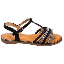 Mannika Sandali Eleganti Con Cristalli nero