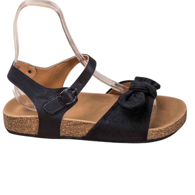 SHELOVET Sandali In Pelle Scamosciata Con Fiocco nero