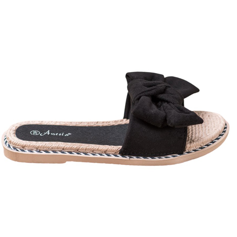 Anesia Paris Eleganti pantofole in pelle scamosciata nero