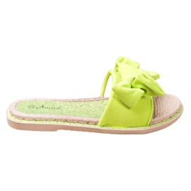 Anesia Paris Eleganti pantofole in pelle scamosciata verde