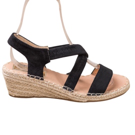 Renda Sandali con espadrillas in pelle scamosciata nero