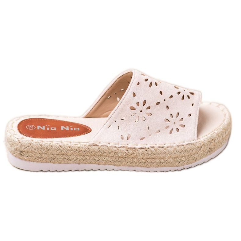 Nio Nio Pantofole Su Una Piattaforma Di Paglia beige