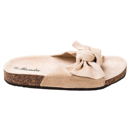 Renda Comode Pantofole Con Fiocco marrone