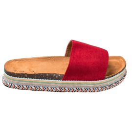 Renda Pantofole Sulla Piattaforma rosso