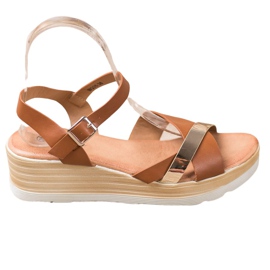Renda Sandali con zeppa marrone