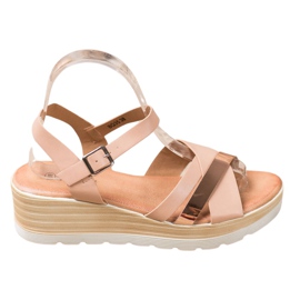 Renda Sandali con zeppa beige