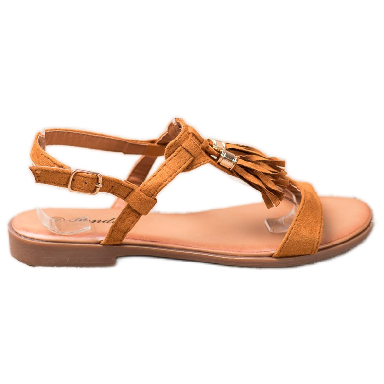 Renda Sandali Con Frange marrone