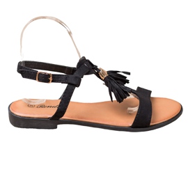 Renda Sandali Con Frange nero