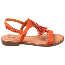 Renda Sandali Con Frange arancia