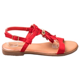Renda Sandali Con Frange rosso