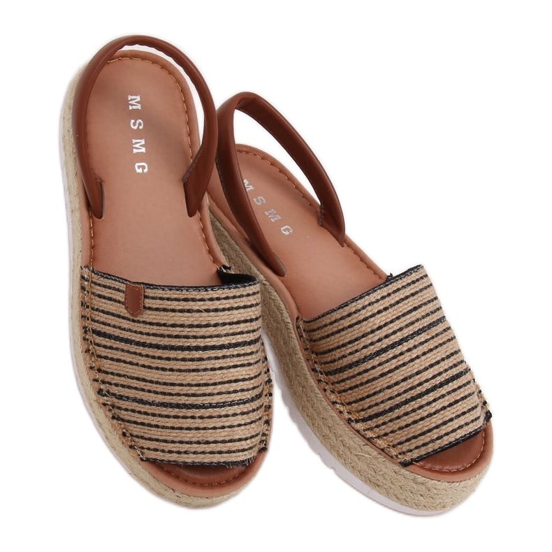 Sandali neri espadrillas WH935 Black beige marrone