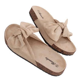 Beige 10-218 Pantofole beige con suola in sughero