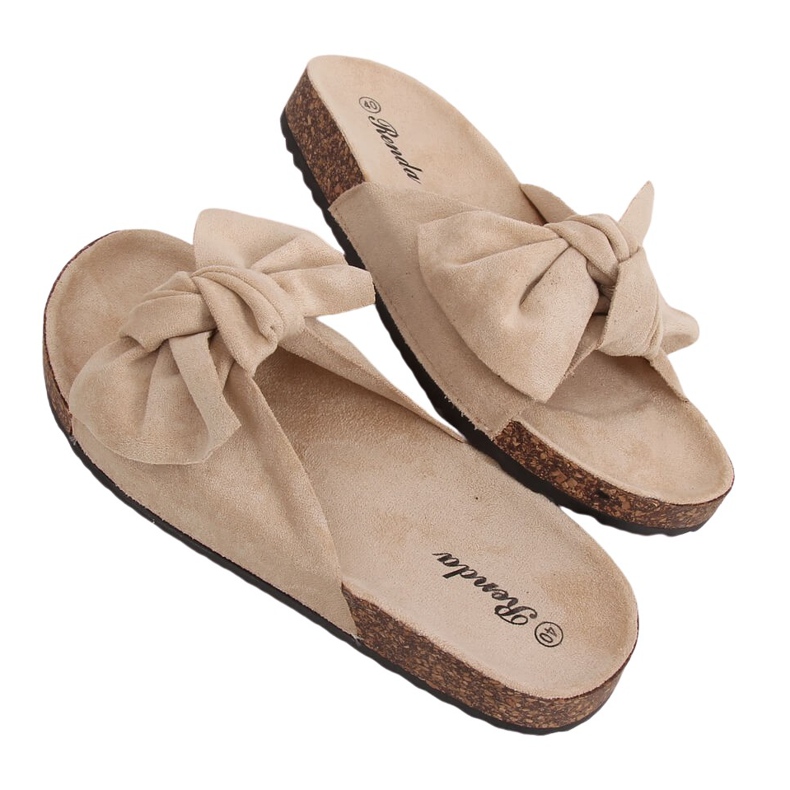 Beige 10-218 Pantofole beige con suola in sughero