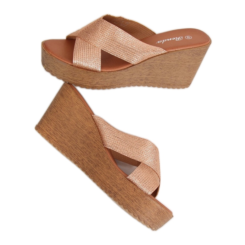 Ciabatte con zeppa champagne 10-235 Champagne beige