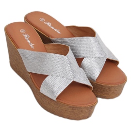 Ciabatte con zeppa argento 10-235 Argento grigio