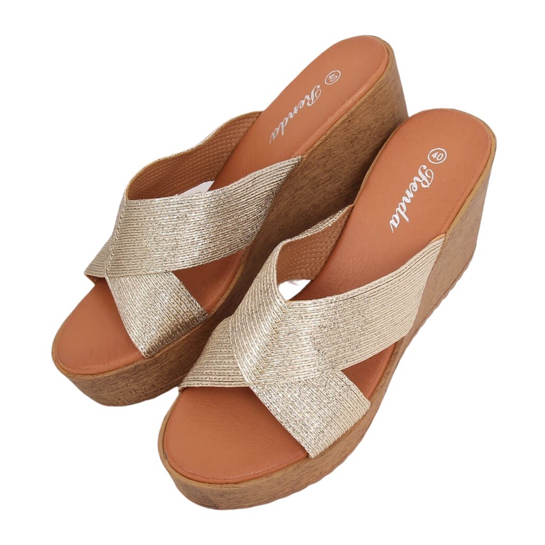 Ciabatte con zeppa oro 10-235 Oro d'oro