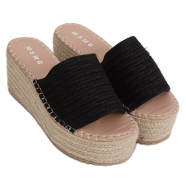 Espadrillas nere sulla zeppa LL909 Black nero