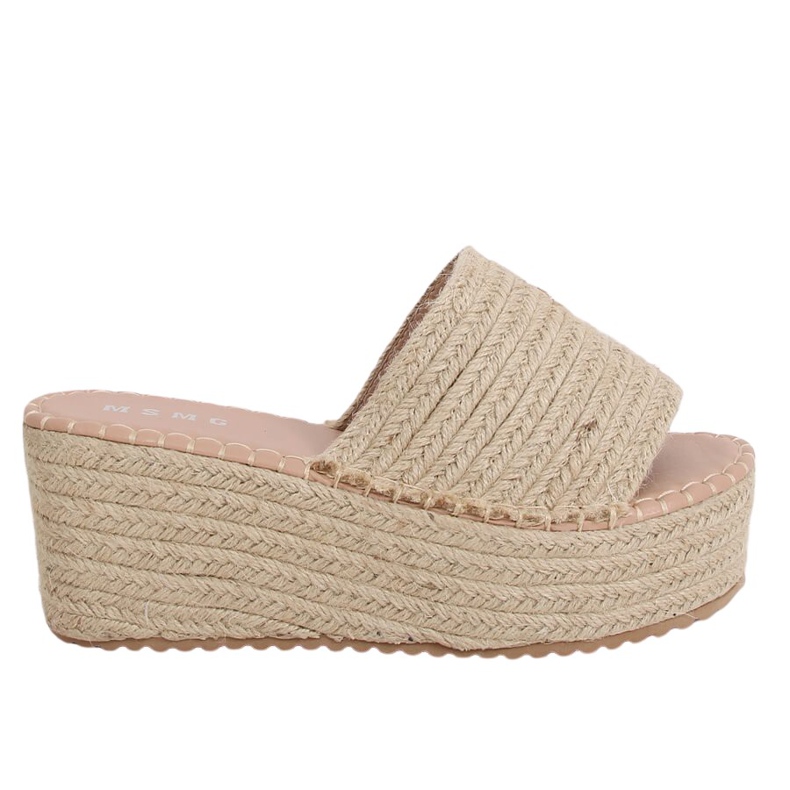 Ciabatte espadrillas beige con zeppa LL909 Beige