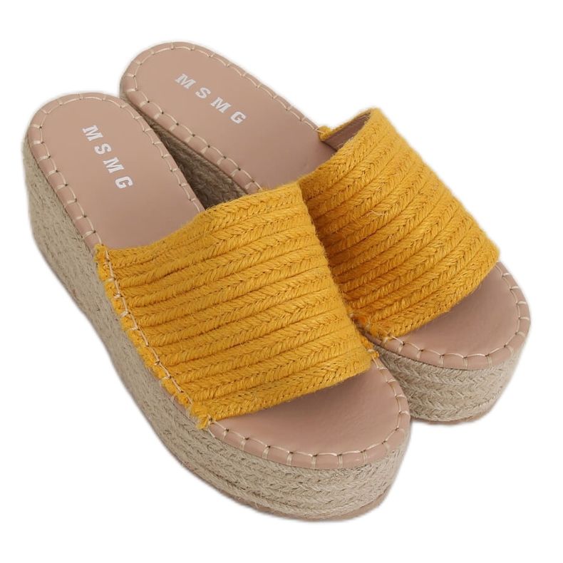 Ciabatte con zeppa espadrillas miele LL909 Giallo