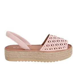 Sandali, espadrillas, rosa traforato WH931 Pink