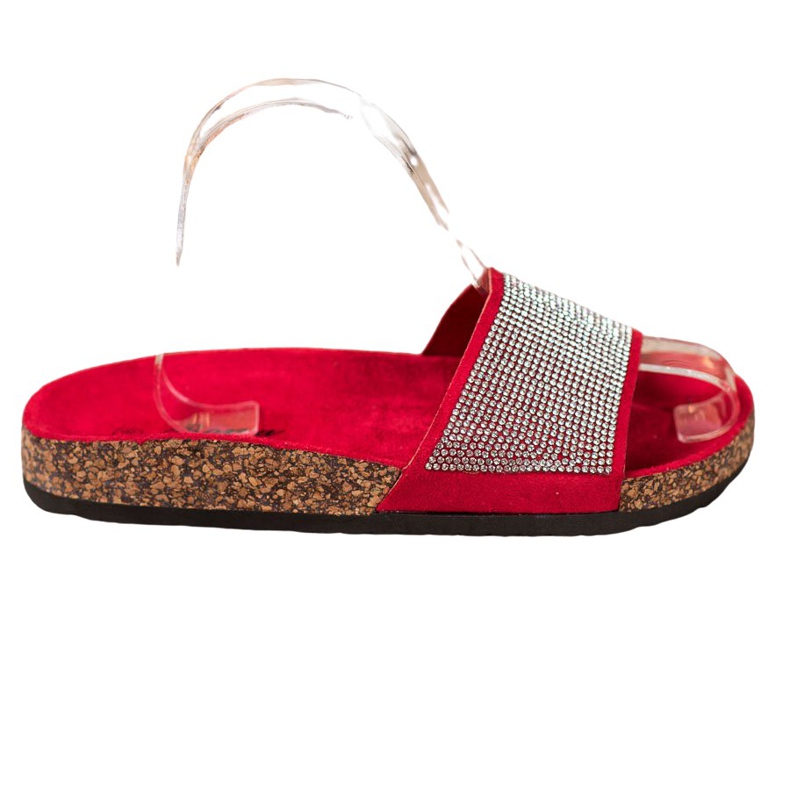 Bona Ciabatte Con Cubic Zirconia rosso