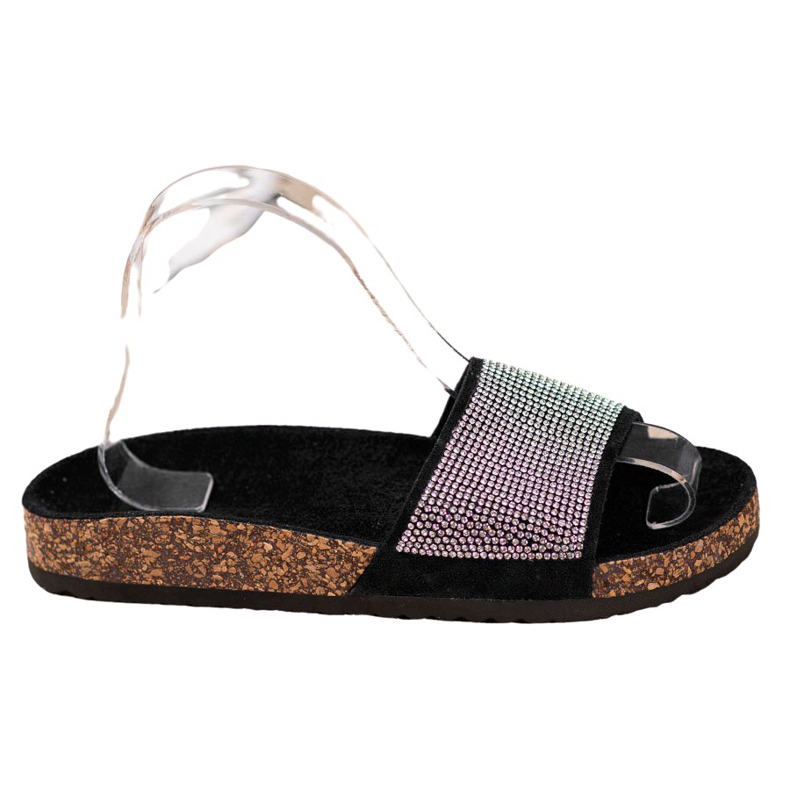 Bona Ciabatte Con Cubic Zirconia nero