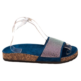 Bona Ciabatte Con Cubic Zirconia blu
