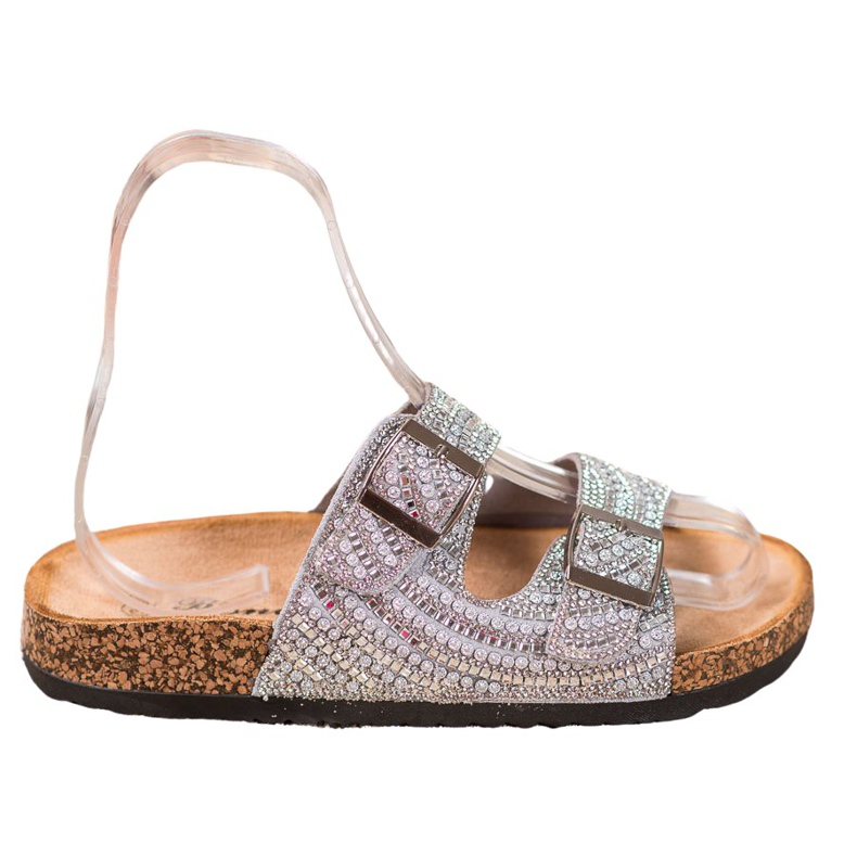 Bona Pantofole Alla Moda Con Fibbia grigio
