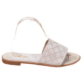 SHELOVET Eleganti pantofole in pelle scamosciata grigio