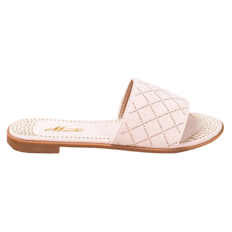 SHELOVET Eleganti pantofole in pelle scamosciata rosa
