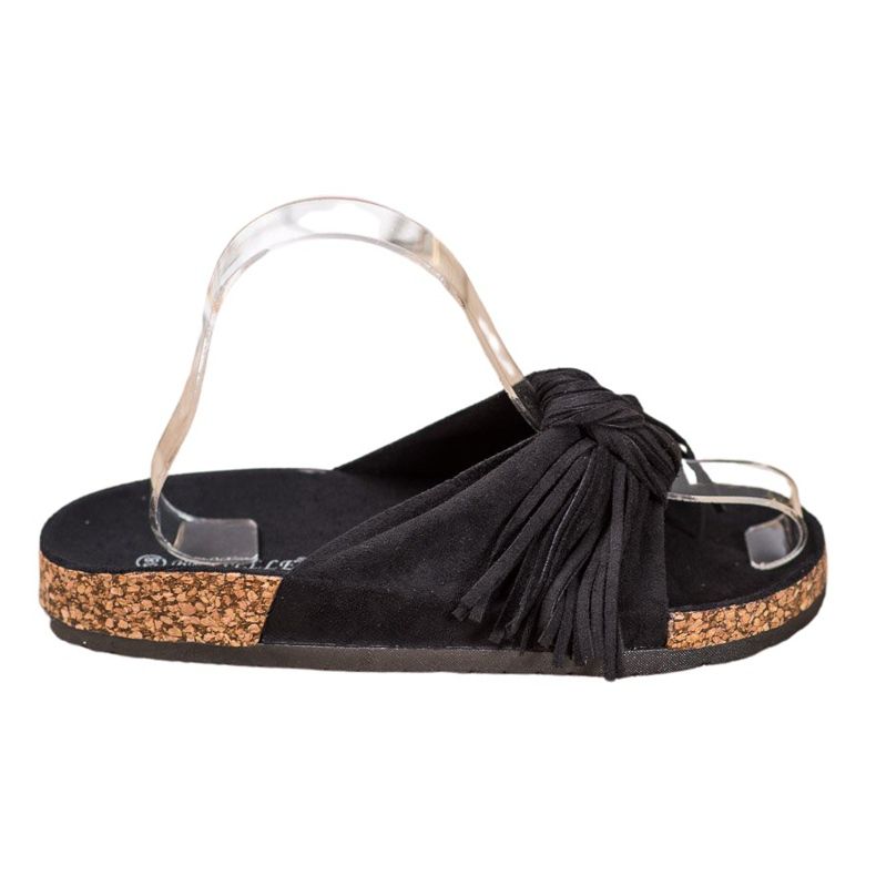Bestelle Pantofole In Pelle Scamosciata Con Frange nero