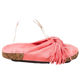 Bestelle Pantofole In Pelle Scamosciata Con Frange rosso